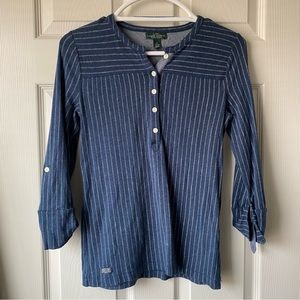 LRL Lauren Jeans Co. Blue Striped Dotted Button Shirt